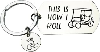 RFTWXHPN Golf Gifts Keychains for Men Women This is How I Roll Key Chain Gift for Golfer Golfs Ball Cart Keychain for Golf Lovers Gifts for Husband Golfers Christmas Birthday Gift