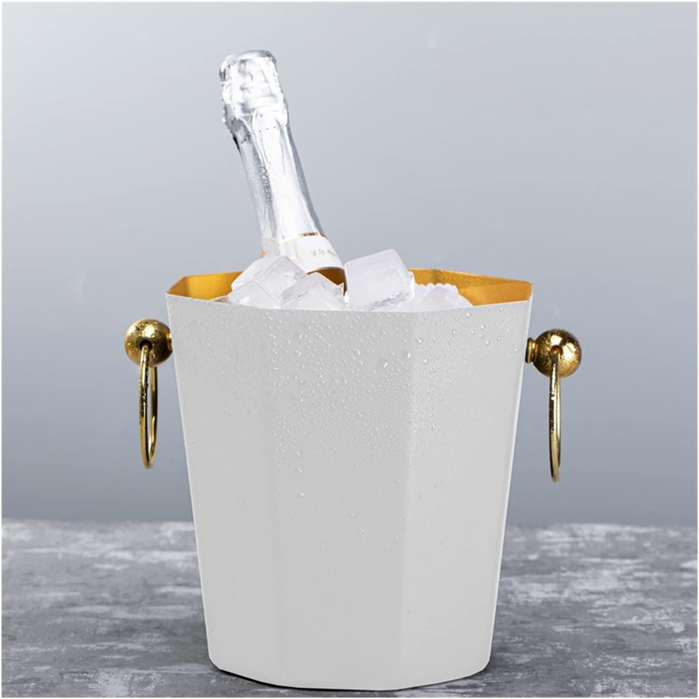 Cubitera Botella Vino Cubo de Hielo Octogonal de Gran Capacidad de 5,5 l, contenedor de Hielo de Acero Inoxidable 304, para Vino, champán y Cerveza