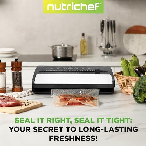 NutriChef Vacuum Sealer | Automatic Vacuum Air Sealing System For Food Preservation w/ Starter Kit | Compact Design | Lab Tested | Dry & Moist Food Modes | Led Indicator Lights (Black), EWE by NutriChef - Image 6