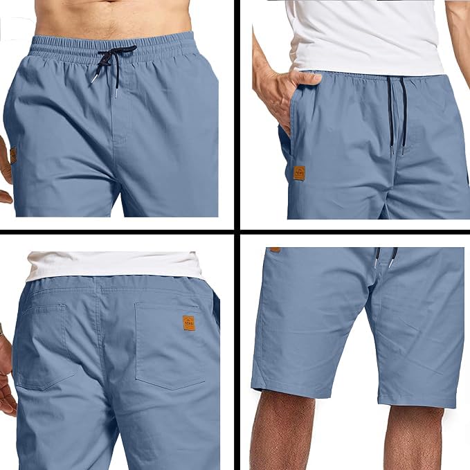 Tansozer Mens Shorts Casual Classic Fit Drawstring Workout Chino Beach Shorts with Elastic Waist and Pockets - Image 4