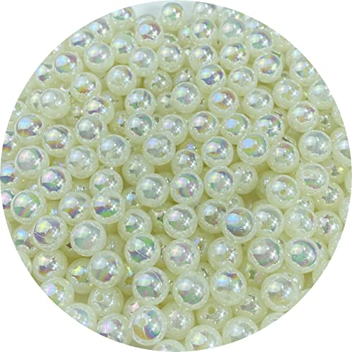 200pcs Pearl Beads for Crafts 10mm AB Colors Round Loose Pearl Beads for Necklaces Bracelets Earrings Jewelry Making Home Decoration(Cream AB)