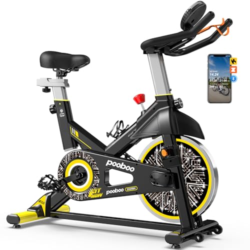 pooboo Exercise Bike for Home,Smart Cycling Bike Stationary Bike, 350 lbs Weight Capacity & 40 lbs Flywheel, Indoor bicycle exercise Spin Bike Workout Bike with Extra Comfort Seat and Self-Developed App
