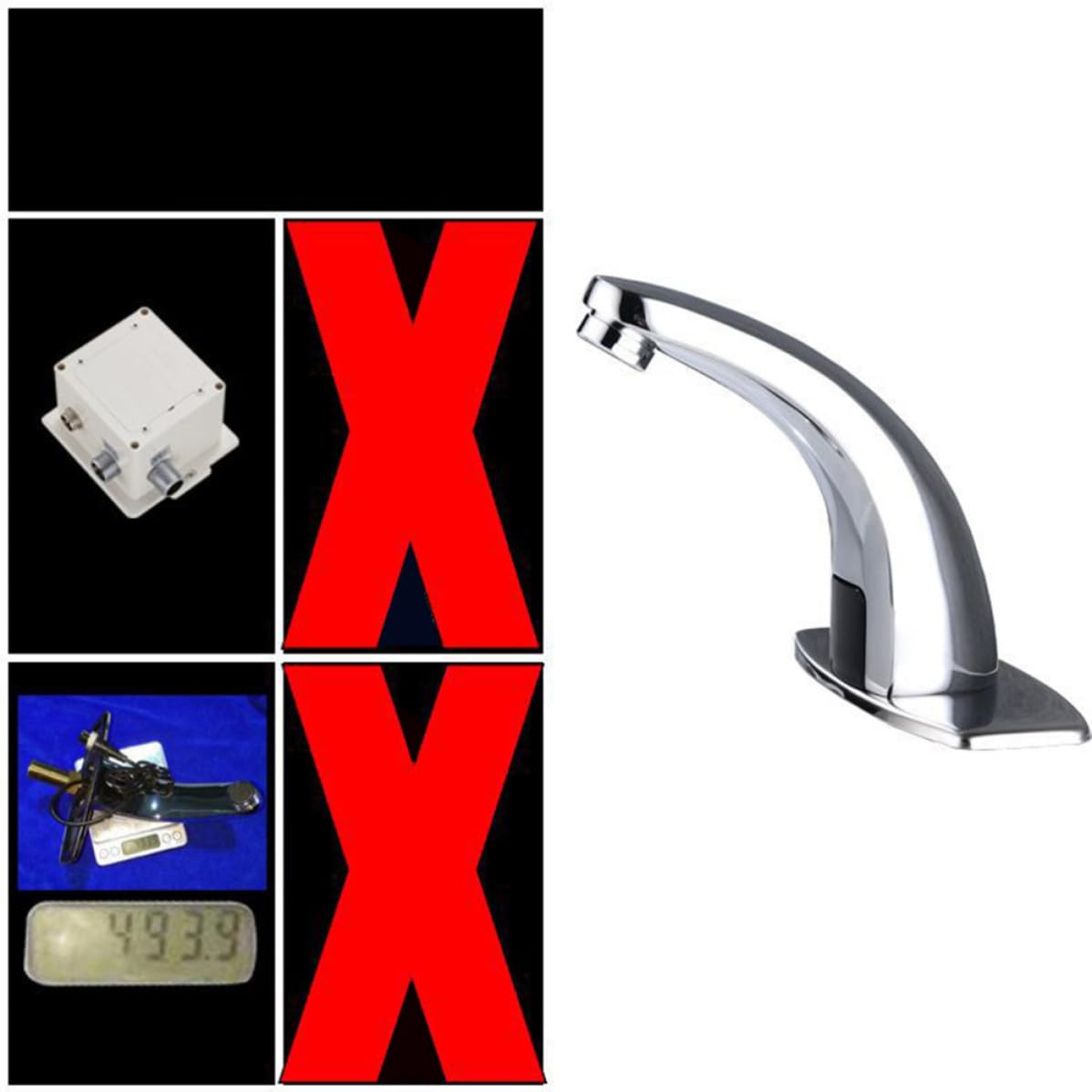 Toddmomy Grifo Automático Función Ahorro de Agua para Lavabo de Baño Sensor Infrarrojo Cobre Plateado y Encendido/apagado Automático