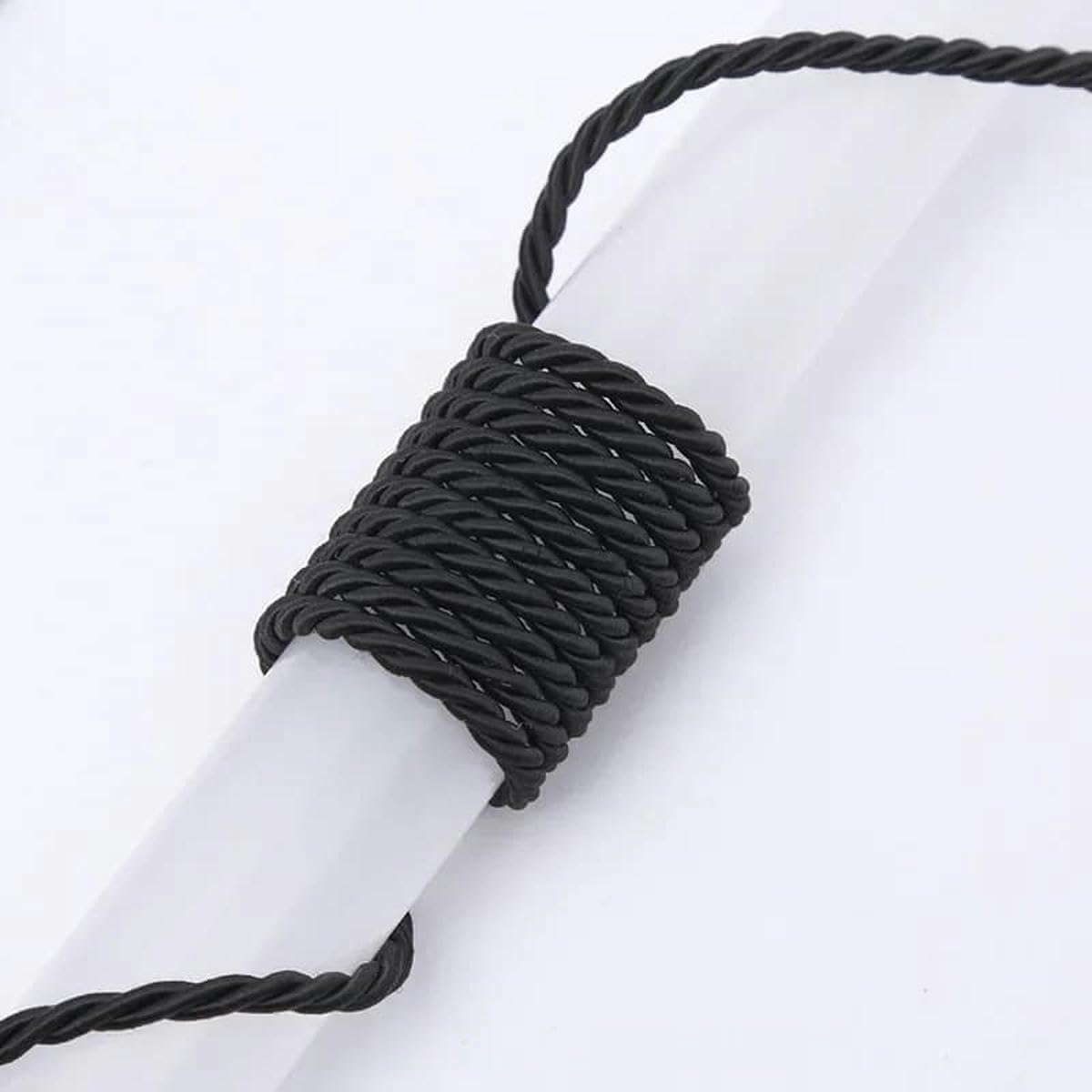 Macrame Cord Twisted String 5mm 3-Ply Braided Polyester Cord Multicolor 5M 10M For DIY Craft Decor(Black 5mm,10Meter)