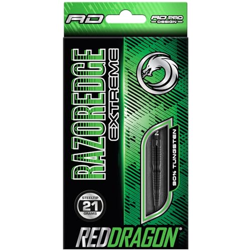 RED DRAGON Razor Edge Extreme 21 Gram Professional Tungsten Darts Set with Flights and Stems