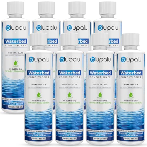 blupalu Wasserbett Conditioner Premium Care 8x 250ml Wasserbetten Konditionierer gegen Gerüche & Algen Pflege für alle Wassermatratzen & Systeme aller bekannten Hersteller