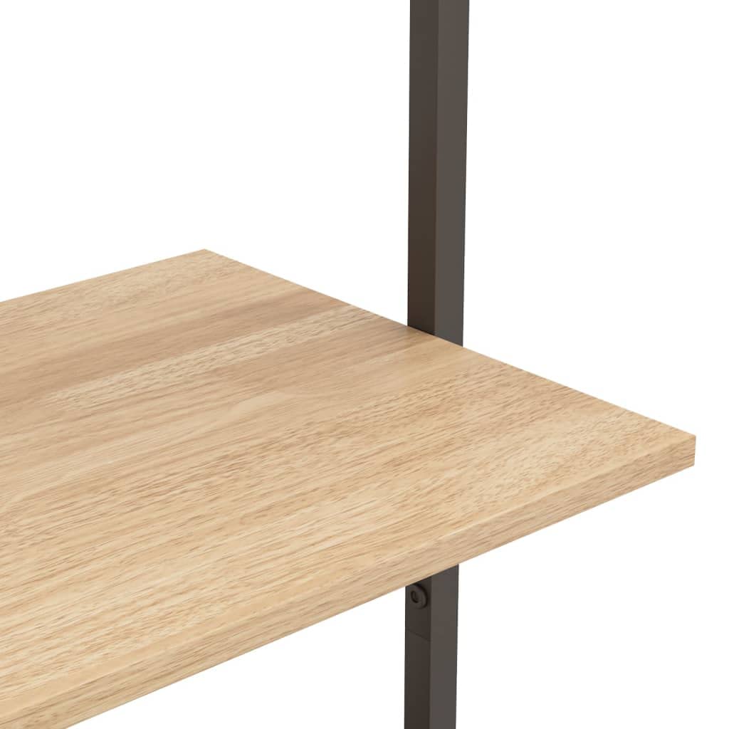 vidaXL Anlehnregal mit 5 Ablagen Bücherregal Büroregal Standregal Aktenregal Leiterregal Wandregal Bücher Regal Hellbraun Schwarz 64x35x185 cm