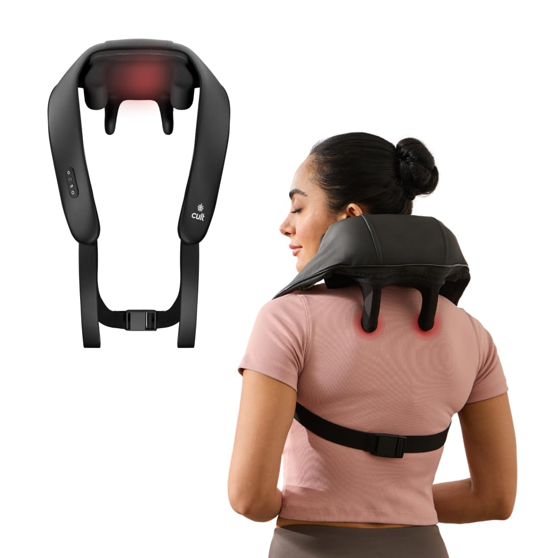 CULT Deep Relax Manual Neck & Shoulder Massager, Deep Tissue Kneading Shiatsu Rollers For Pain Relief, Cordless Massager, Black