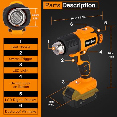 Zenithz CORDLESS HEAT GUN For Shrink Tubing: Battery Powered Hot Air Gun Fast Heating thumb #1