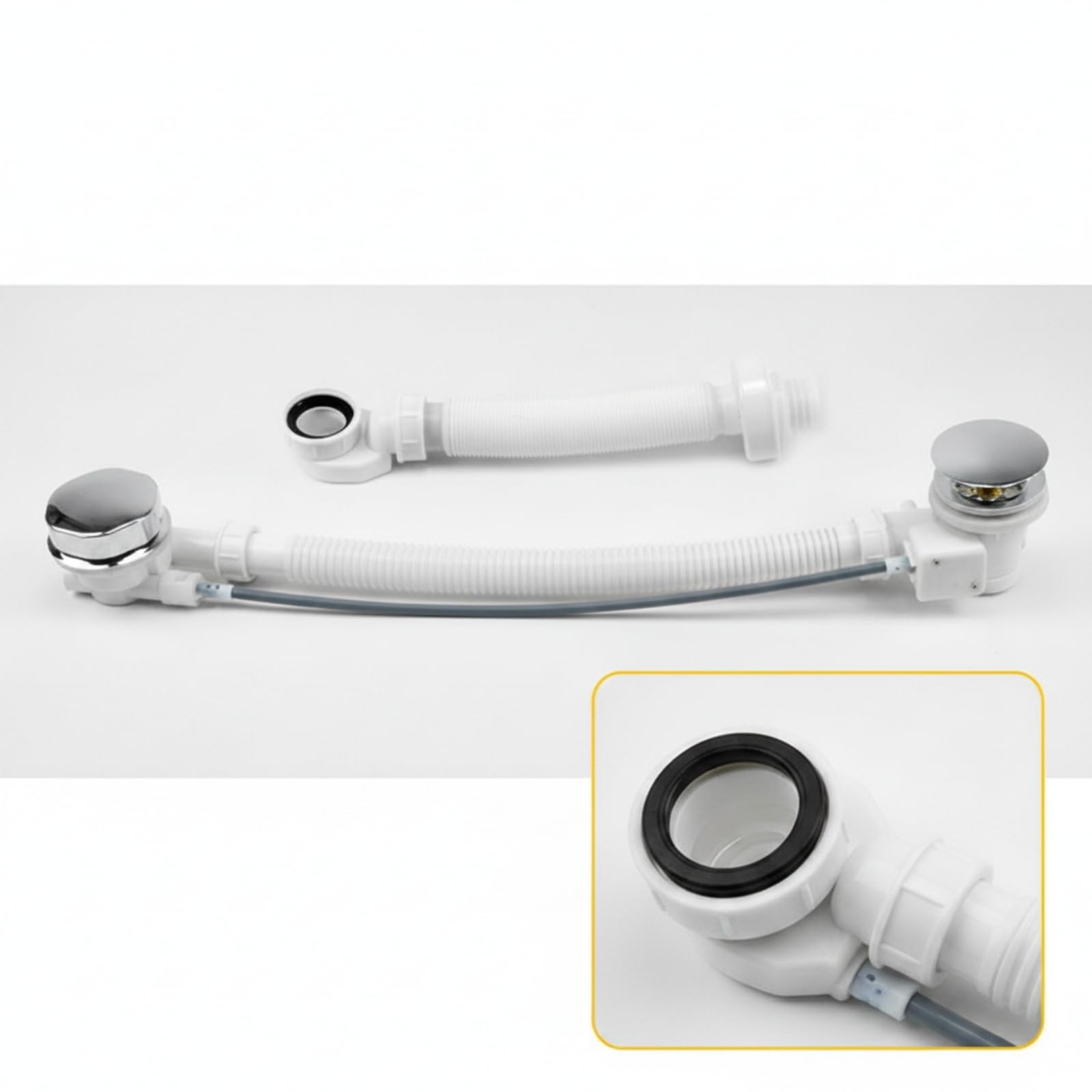 Conjunto sagüe con Rebosaro Acabado Metálico sagüe Bañera Sellado Seguro Fontanería para Remolaciones, 80 CM