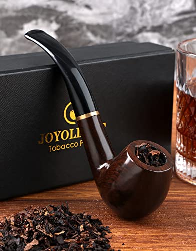 Joyoldelf Tobacco Pipes, Handmade Ebony Wooden Smoking Pipe With Box Perfect For Beginner Pipe Kit For Smoking With Gift Set #TOP4