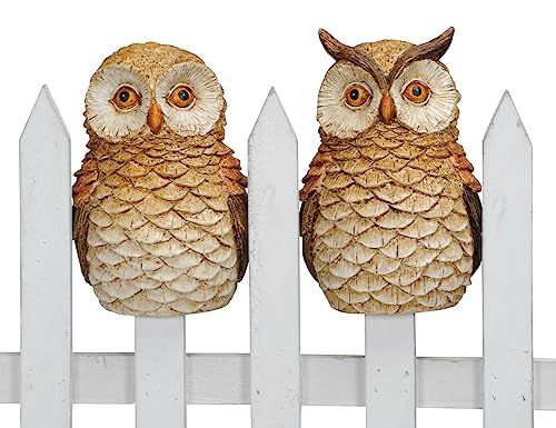 B2S BACK2SEASON Zaunfigur Eule Eulenpaar Polyresin Zaundeko Herbstdeko Zaunhocker frostfest H=16 cm 2er Set