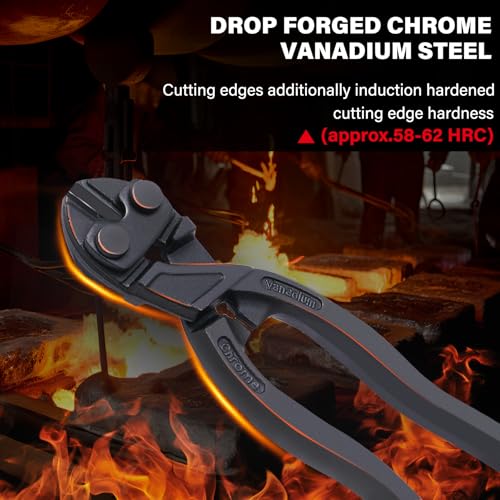 Image of HAUTMEC Mini Bolt Cutters Plier Set, 8 inch High Leverage Compact Bolt Cutter and Diagonal Cutting Pliers, Anti-Slip Grip, CRV Blade, Flush Cutter for Locks, Bolts,Wires, Cables, Rivets, and Chains