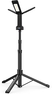 Rechargeable LED Work Light with Stand, 67" Tall Portable Cordless Work Light 3-head, 8AH Battery, 500/1500/2500 Lumen, 4000/6500K Dimmable Camping Light with Detachable Tripod (Carrying Bag Included)