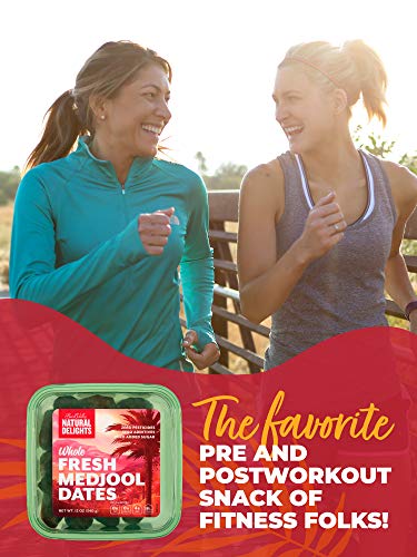 Natural Delights Medjool Dates – Large & Plump, Whole Non-GMO Verified, Good Source of Fiber, Naturally Sweet Fruit Snack, Perfect for On-the-Go - Medjool Dates Whole, 12 oz Container