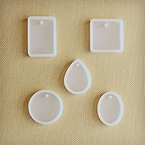 Image of R H LIFESTYLE 5 Shapes Silicone Resin Pendant Jewellery Molds with Hanging Hole Resin Art Mould (5 pcs Pendant Mould)