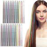 DECOMELODY 20 Stück Teiliges Bunte Glitzer haarextensions Lang Leichte Haarstränge zum Einflechten Schimmernde Haarlametta für Zöpfe und Kreative Frisuren bei Festlichen Anlässen