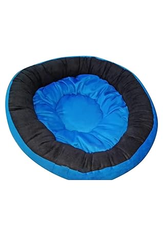 UR PET Supplier Reversible Round Shape Soft Velvet Cat Dog Pet Bed (SkyblueBlack) (Size : XL)