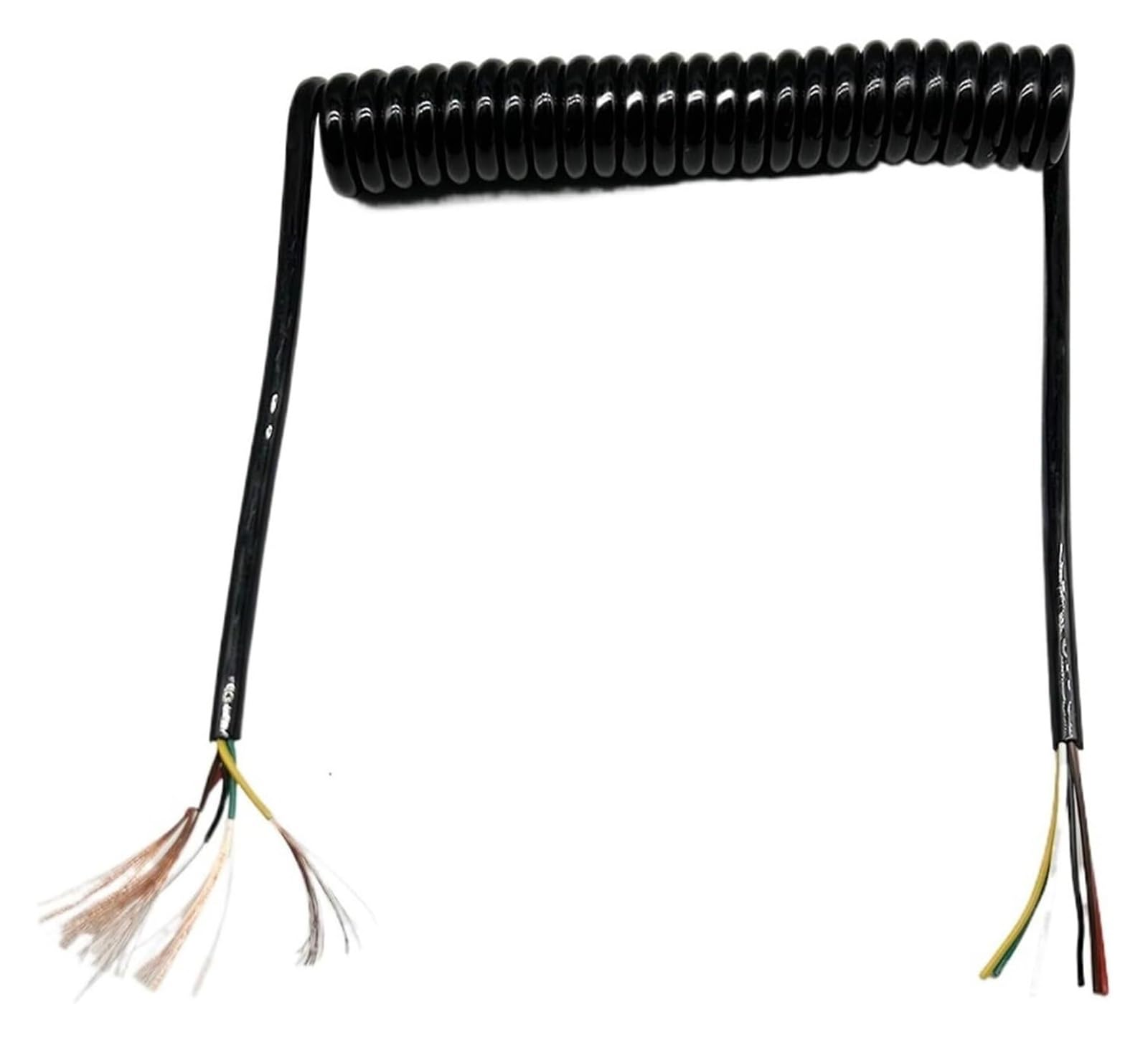 Kabel telefoniczny Przewód zasilający spiralny, elastyczny, sprężynowy, 5-żyłowy, 0,5 mm2, sprężynowy, teleskopowy, rozciągliwy, czarny(Stretch 1 meter)