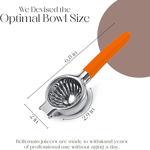 Miniatura 3 de Bellemain Exprimidor de cítricos  Exprimidor de limón de metal  Exprimidor de lima y limón de acero inoxidable con asas de silicona  Exprimidor