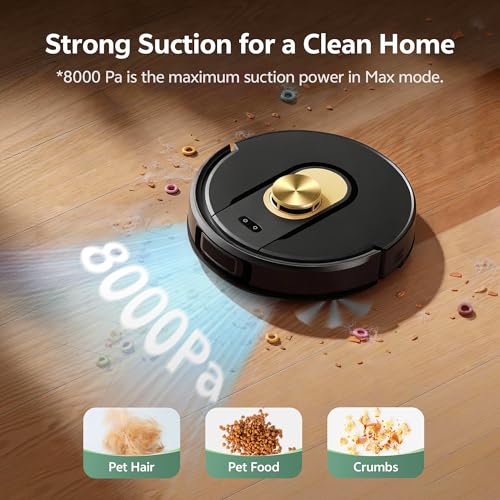 Vexilar W9 Robot Vacuum Cleaner with Mop,8000Pa Robotic Vacuum with 360° LiDAR Navigation, 3-in-1 Sweep, Vacuum and Mop, 150 Min Max Runtime, Smart App Control, 5 Floor Maps, Ultra Thin&Quiet - Image 2
