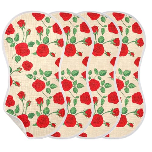2 Pack Baby Burp Cloths, Soft Absorbent Burping Cloths for Babies, Cotton Milk Spit Up Rags, Large Size for Newborns, Baby Boys and Girls (Timeless Rose Garden)3