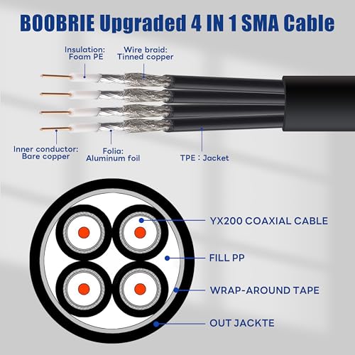 Image of SMA to SMA Upgraded Quad-200 Cable 50FT SMA Male to SMA Female Extension Cable Ultra Low Loss for 5G /LTE Cellular Routers, WiFi Antennas, GPS- Better Than Quad195