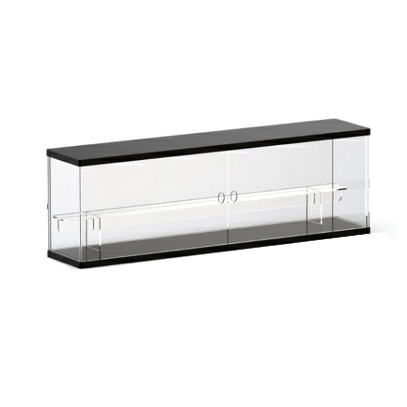 Teca Plexiglass Vetrina Lunga in Acrilico Trasparente con Ripiani, Scatola Portaoggetti per Diverse Piccole Bambole con Ante, Espositore per Modelli da Collezione/Artigianali(2-Layer)