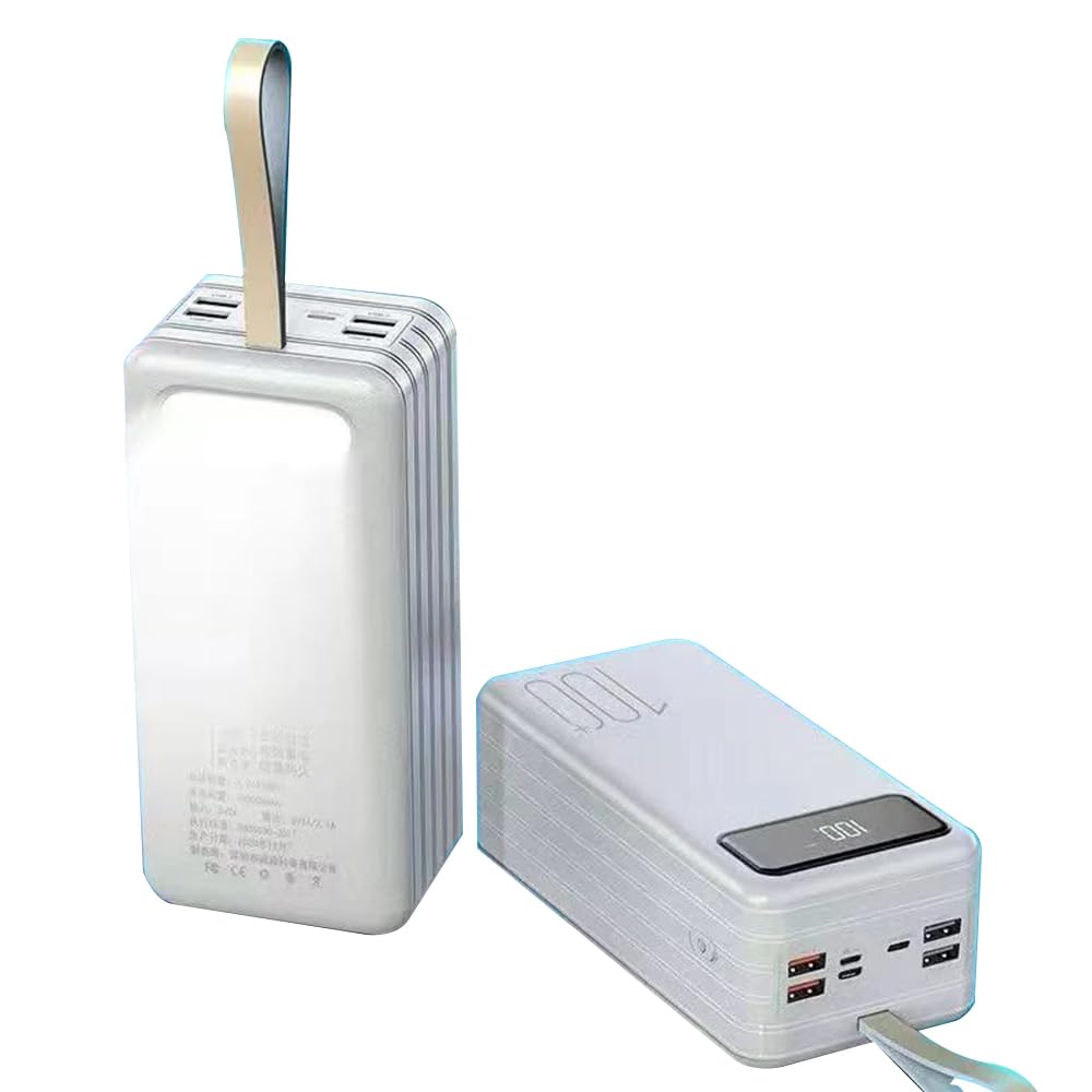 Grande Power Bank 120000mAh Caricabatterie Portatile USB C ad Alta Capacità, 3 Ingressi e 4 Uscite, Batteria a Ricarica Rapida da 18 W per Campeggio all'Aperto e Viaggi(Size:120000mAh,Color:Bianco)