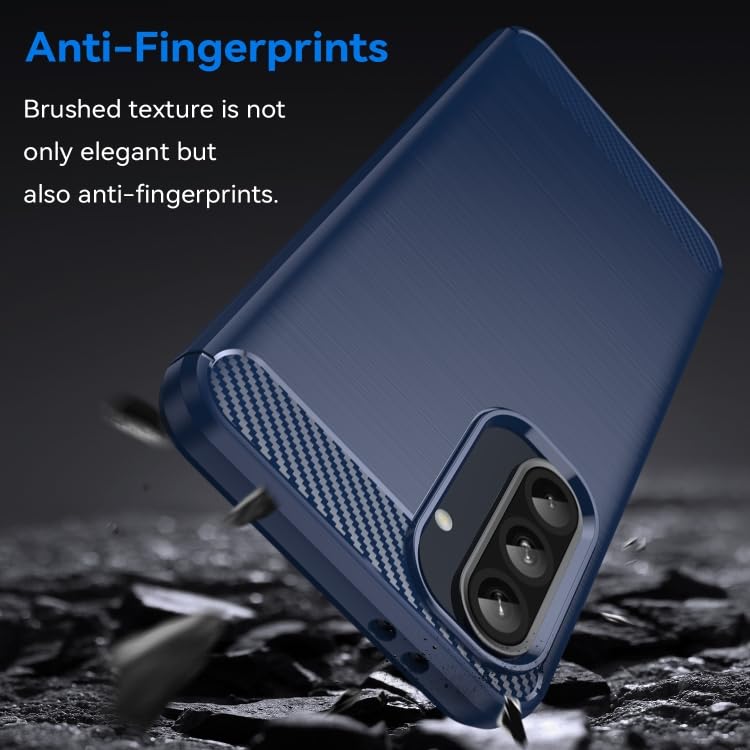 Image of NPRC Hybrid Ultra Slim Protective Case TPU Non-Slip Carbon Fiber Texture Shockproof Case Cover for Samsung Galaxy M15 - Blue