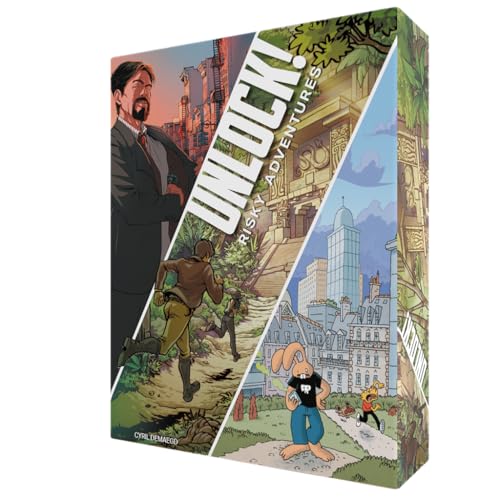 Asmodee, Unlock! Risky Adventures, Juego de Mesa de Escape Room para Adultos y Familias, A Partir de 10 Años, De 1 a 6 Jugadores, 180 Minutos por Partida, Español