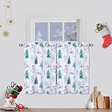 FairOnly Christmas Decor Kitchen Bathroom Curtain Window 30 Inches Tier Curtains Window Treatment, R