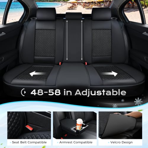 Image of Coverado Seat Covers Full Set, 5 Seats Universal Seat Covers for Cars, Black Car Seat Covers Front Seats Back Seat Cover, Breathable Car Seat Cushion, Leather Seat Cover Seat Protector Fit Most Cars