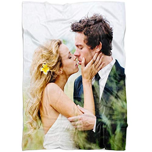 Personalized Throw Blanket Full Color. Custom from Your Photo. Fleece Blanket Super Soft for Mom Grandma Wife & Baby. Gift for Wedding Christmas (50