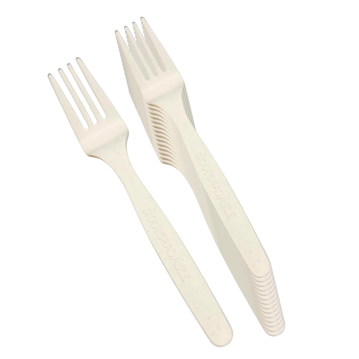 BonKaso 6" Biodegradable Cornstarch Forks – Pack of 100 | Eco-Friendly Disposable Cutlery | Compostable & Sturdy Forks