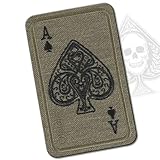 M-Tac Ace of Spades Embroidered Patch Death Card - Tactical Morale Patch for Military Gear - Army Combat Hook and Loop Patches (Ranger Green)
