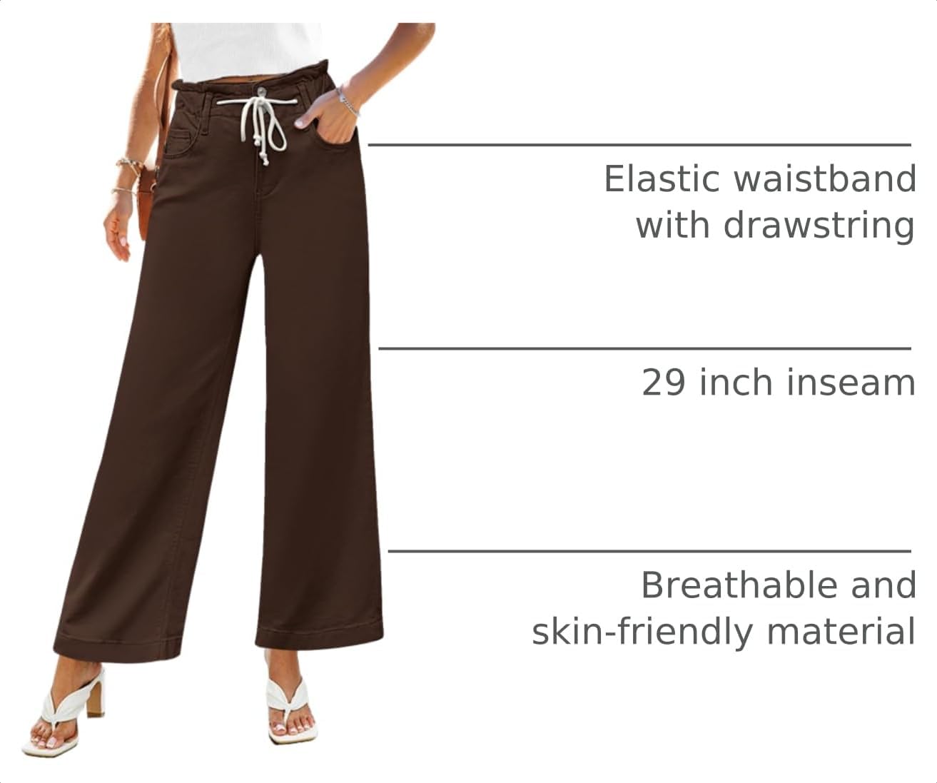  Wide Leg Jeans for Women Stretch High Wasited Elastic Waist Bell Bottom Baggy Y2K Pants thumbnail