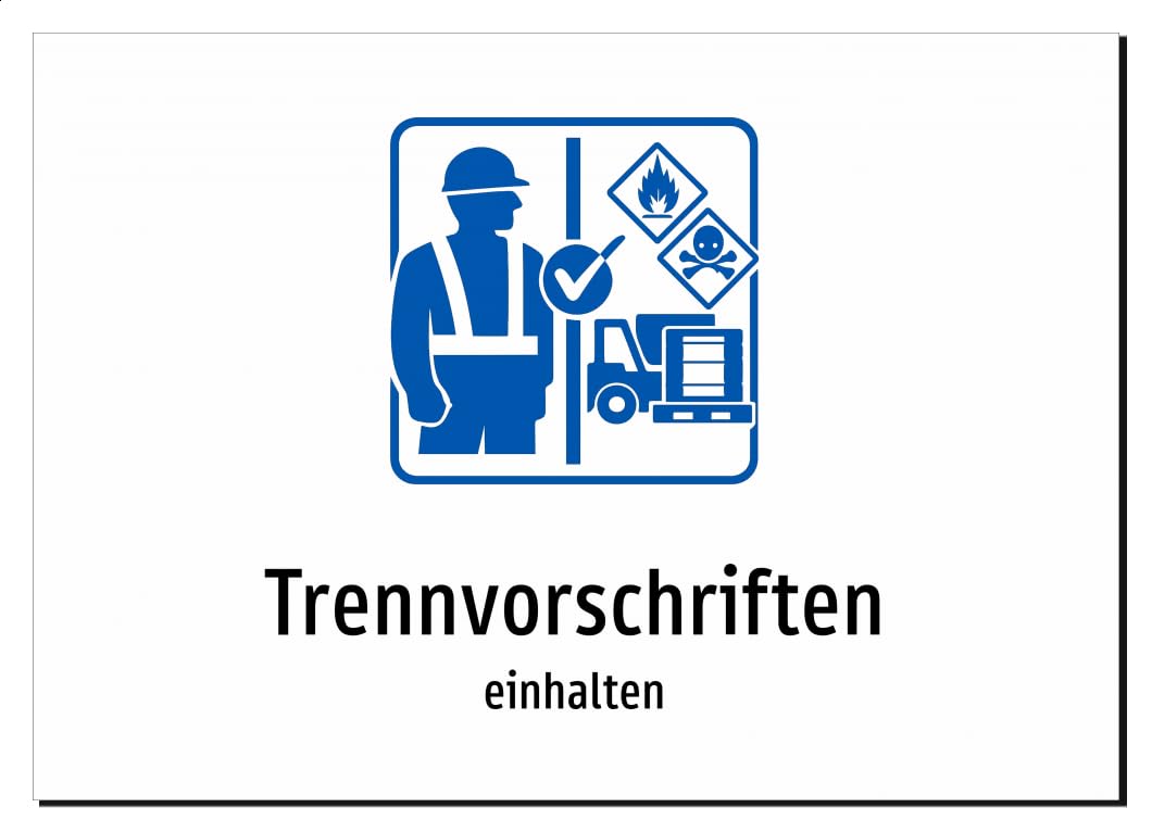 36059-DE-S-09 | Trennvorschriften - einhalten | Aluminiumschild A2, 594 x 420mm | mit Symbolgrafik und Text