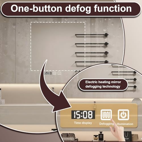 Modern Wall Mounted Floating Bathroom Vanity, No Assembly Required, Slate Bathroom Vanity with Hanging LED Intelligent Lighted Sensor and Demisting Mirror