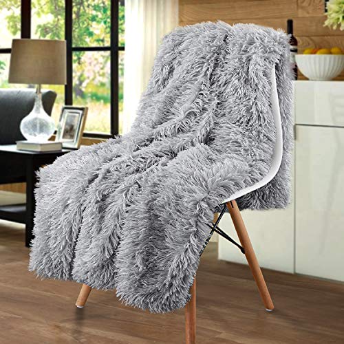 Merit Home Shag with Sherpa Reversible Warm Throw Blanket, Ultra Soft, Cozy Plush