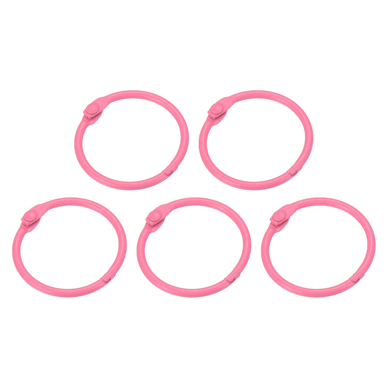 PATIKIL Loose Leaf Binder Rings 1 Inch, 5 Pack Metal Flash Card Book Binding Rings for Key Chain Index Card Scrapbooks Pink