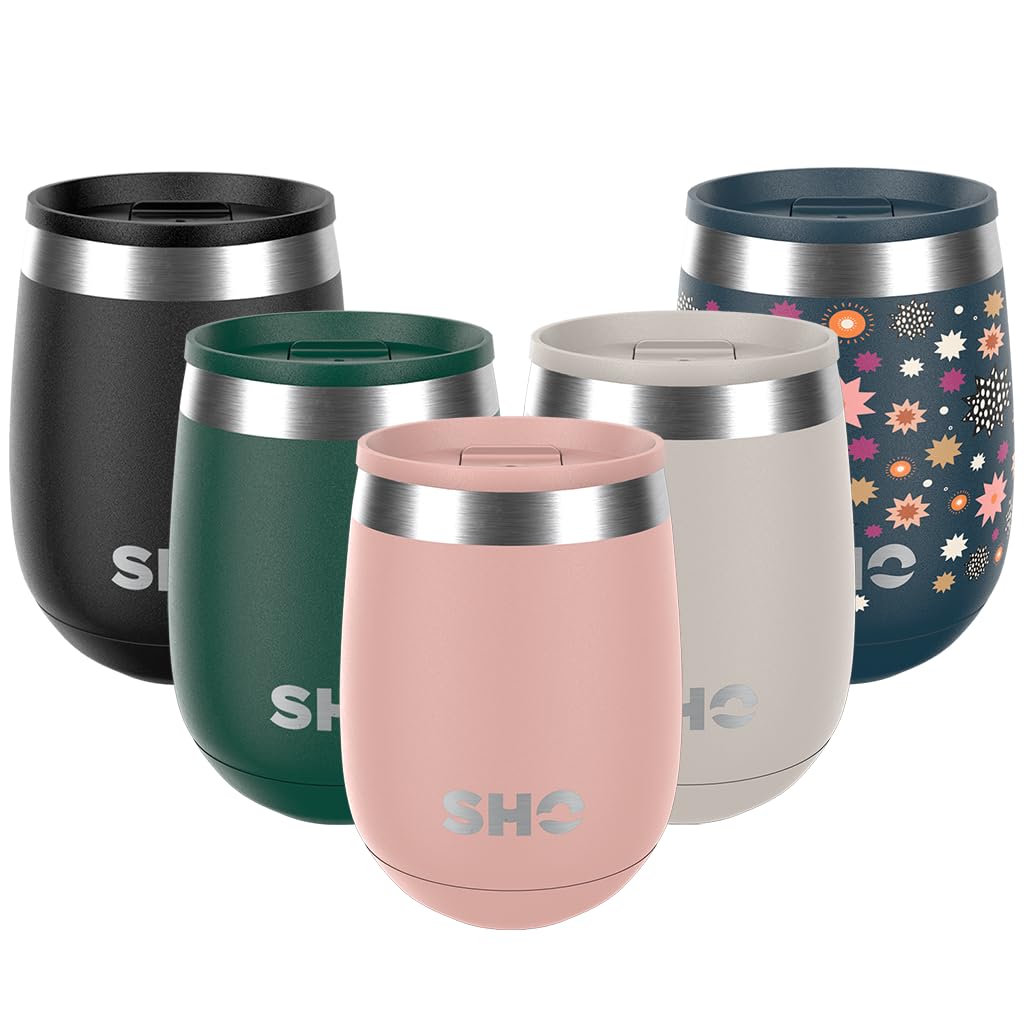 SHO Pacto, Ultimate Insulated Stainless Steel Reusable Coffee Cup & Stemless Wine Tumbler, 4 Hours Hot, 8 Hours Cold, 360ml