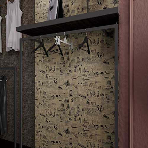 Hellowall 17.71"X78.7" Vintage Wallpaper Peel And Stick Yellow Newspaper Wallpaper Self Adhesive Contact Paper Vintage Removable Wallpaper Roll For Renters Decorate Closet Locker Cabinets Drawer Liner #TOP5