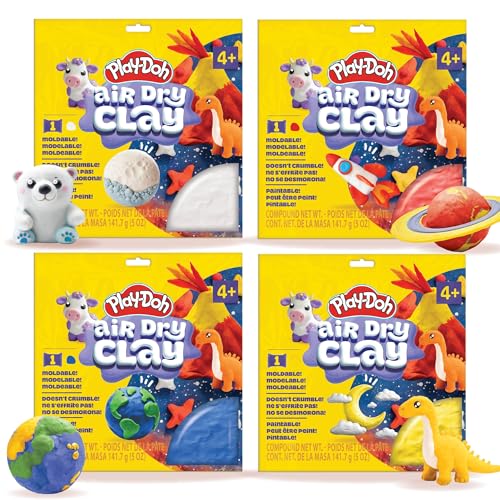Play-Doh Air Dry Clay Bundle, 16 Squishy Air-Dry Clays in 4 Colors, Arts and Crafts Supplies, Modeling Clay, Fun Activities, Sculpting and Pottery for Kids