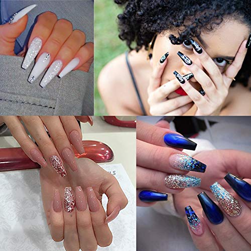 500 Stück Acryl Falsche Künstliche Nägel Tips, Transparent Kunst Gefälschte Nägel Tipps Fake Coffin Nail Tips für Damen – Bild 6