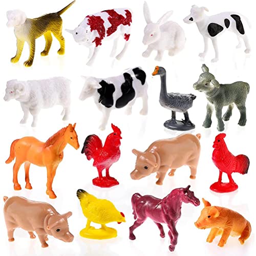 HUSHUI Bauernhof Tierfiguren Spielzeug, 16 STÜCKE Bauernhof Tierfiguren Simulation Kunststoff Bauernhof Tier Miniatur…