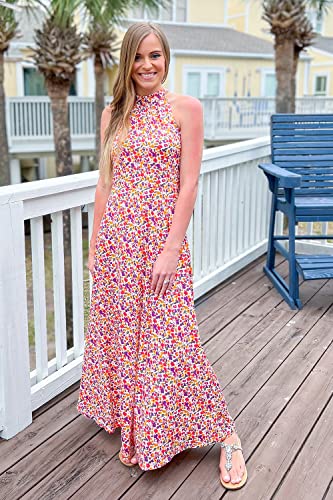 Image of STYLEWORD Women's Summer Floral Halter Maxi Dress Vacation Semi Formal 2026