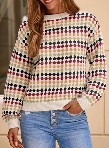 EVALESS Fall Sweaters for Women Cute Long Sleeve Tops Fashion Clothing 2025 Lightweight Pullover Sweaters Polka Dot Tops3