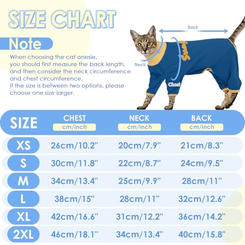 DENTRUN Cat Cloth with Leg, Elastic Cat Turtleneck Hair Sticky Onesie, Warm Cats Coat Jumper Female Male Prevent Hair Spreading, Park (Blue, XL) - Image 3