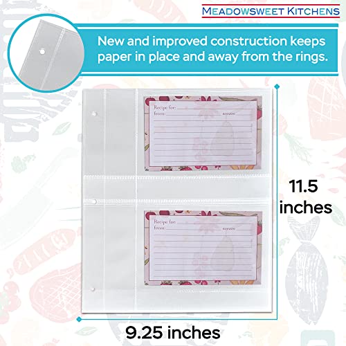 Recipe Card Protector Pages, 15 4" X 6" Clear Plastic Protectors Pages W/ 3 Punched Holes For Recipe Binder, Recipe Sleeves For 3-Ring Binders By Meadowsweet Kitchens #TOP3